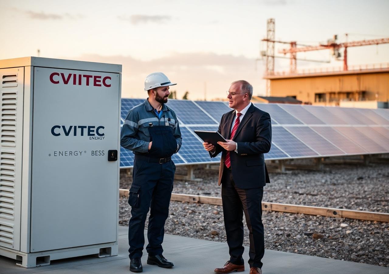 Engenheiro CVITEC ao lado do BESS